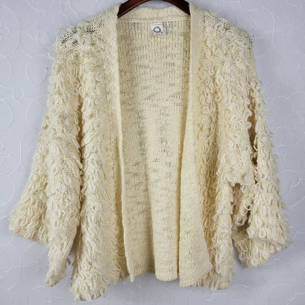 Anthropologie Akemi + Kin Loopy Knit Womens Cardigan One Size Cream Open Front - Image 11