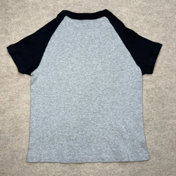 Brandy Melville Top Bundle Green Waffle Knit Long Sleeve Gray Raglan Tee Cotton‎ - Image 3
