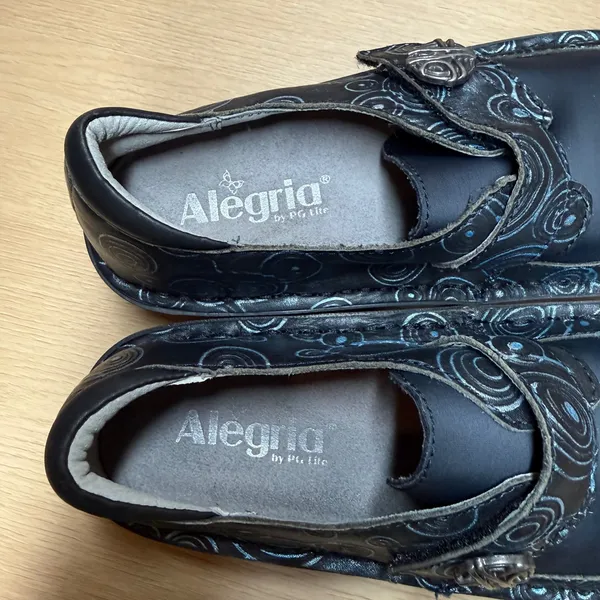 Alegria Dena Denim‎ Swirl Comfort Clogs Shoes 36 Women Navy Blue Slip On - Image 5