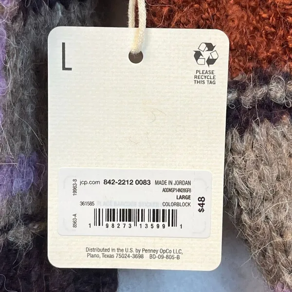 NWT a.n.a. Women’s Patchwork Sweater Large Colorblock Long Sleeve Boho Brown NEW - Image 9