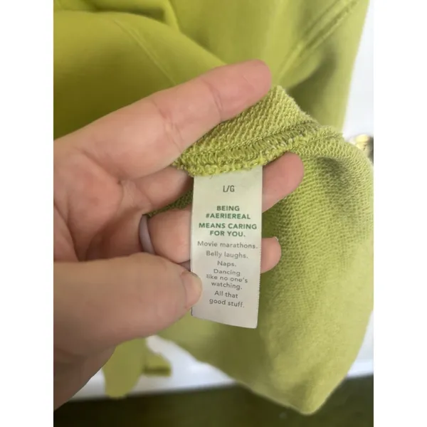 Aerie Chartreuse Staying Kind Feeling Cool Oversized Crewneck Sweatshirt Large - Image 9