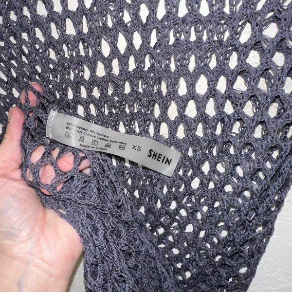 Shein Periwinkle Crochet‎ Fishnet Maxi Dress XS Sheer Bodycon Festival Goth - Image 4