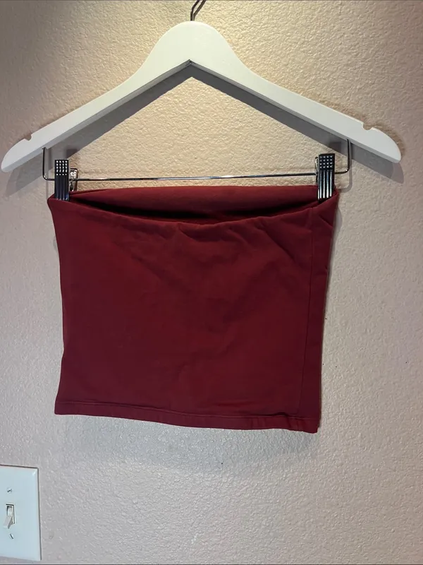 John Galt Brandy Melville Women’s Burgundy Tube Top Size XS or Small - Image 3