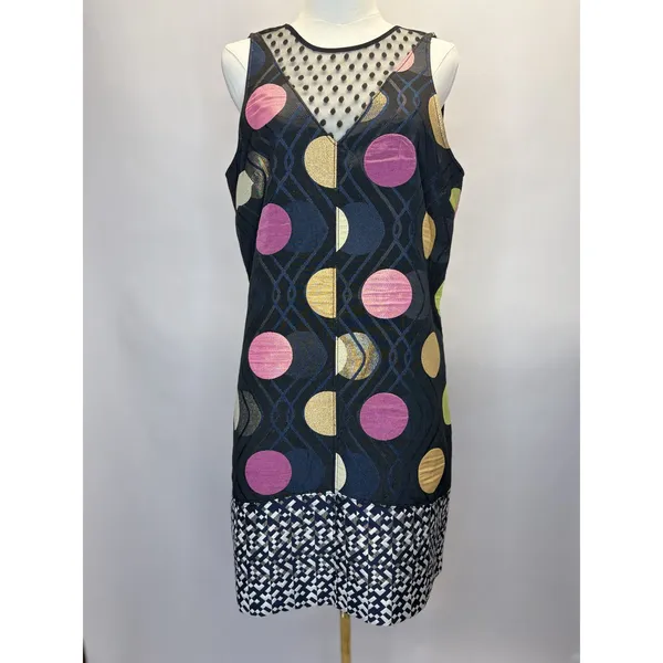 Maeve Anthropologie‎ Polka Dot Metallic Shift Dress Size Small Mod Art Deco - Image 3