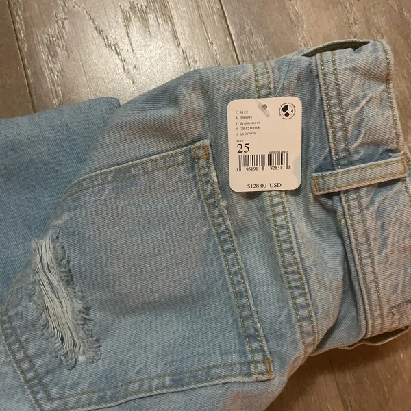 Free People We The Free Ollie Extreme Wide Leg destroyed distressed denim jeans 25 NEW - Image 4