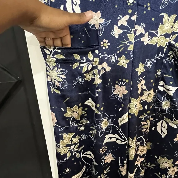 Earthbound Trading Co Floral Velvet Tie Wide Leg Jumpsuit Size Small - Image 3