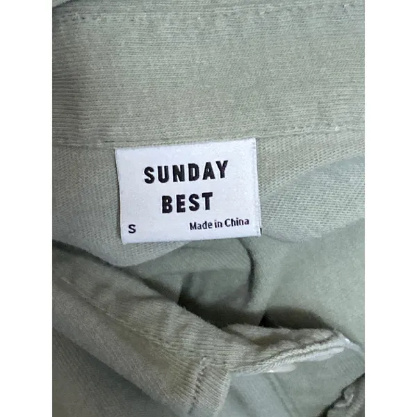 Aritzia Sunday Best Women's Green Long Sleeve Polo Cropped Shirt Top Size S - Image 5