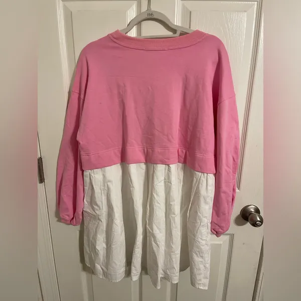 Chic Pink and White Mini Dress - Image 2