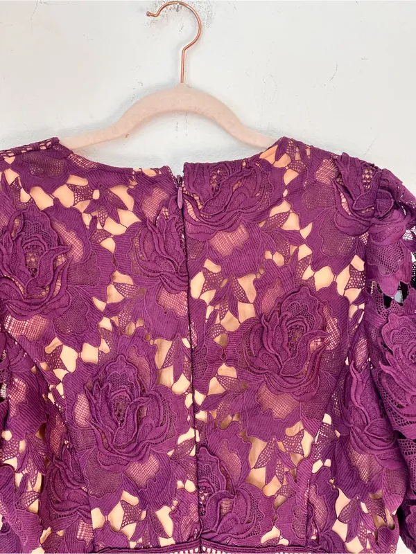 Adelyn Rae Purple 3D Lace Floral Dress Women's XL Cocktail Wedding Guest - Image 7