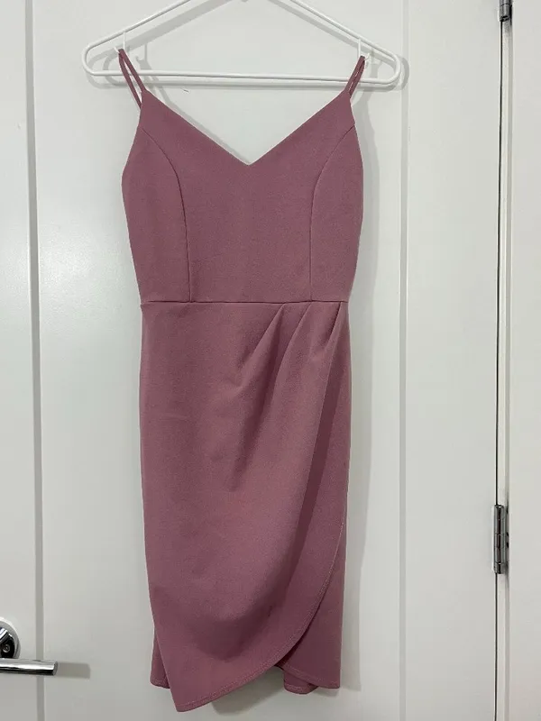Lulu's Size Medium Mauve Orchid V-Neck Tulip Hem Bodycon Dress - Image 2