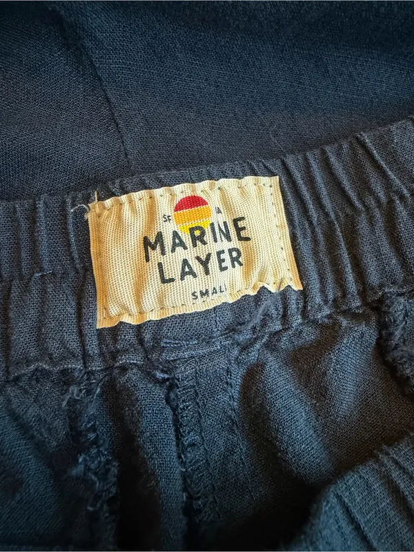Marine Layer Navy Blue Pull-On Pants Cropped Length Stretch Casual Size Small - Image 11