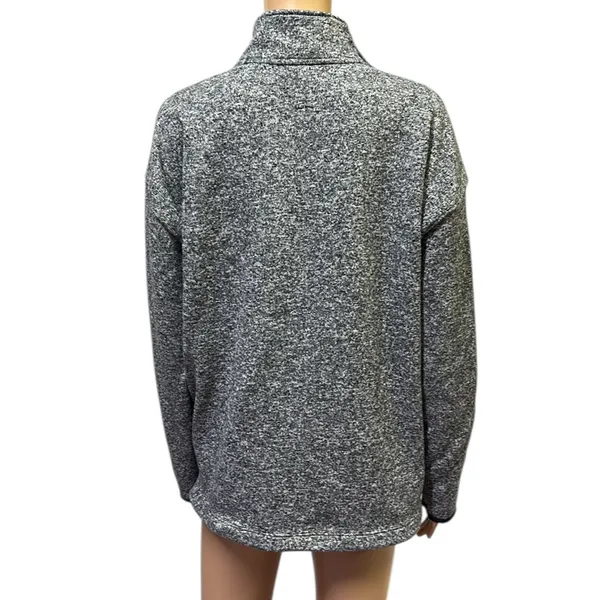 Victorias Secret PINK Heather Gray Quarter Zip Kangaroo Pocket Knit Sweatshirt M - Image 3