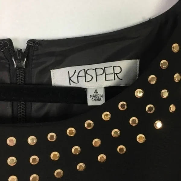 KASPER Sleeveless Gold Studded Sheath‎ Dress - Image 5