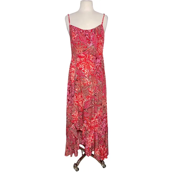 FREE PEOPLE Intimately Forever Yours Boho Red Print Maxi Dress - Image 3