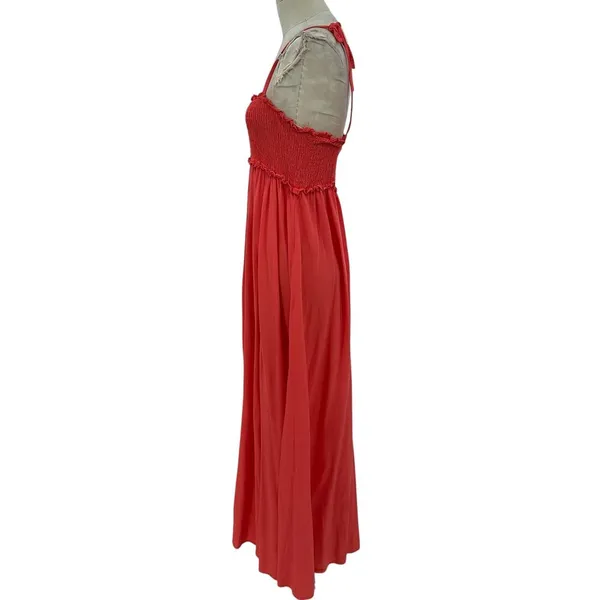 Tuckernuck Pomander Place Shallon‎ Tie Strap Smocked Maxi Dress Coral Size Large - Image 5