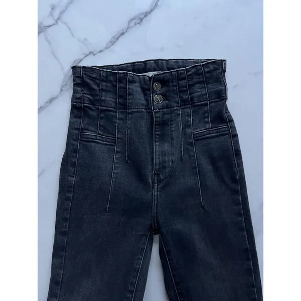 Free People We The Free Jayde Flare Jeans 25 Washed Black High Rise Corset Onyx - Image 6