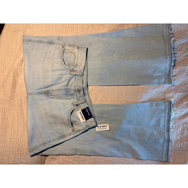 Old Navy Girls High Rise Baggy Flare Jeans Light Wash Adjustable Waist Size 18 - Image 2