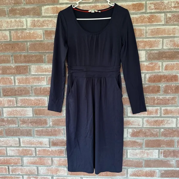 Boden Mabel Jersey Knit Dress Knee Length Women’s 6 Long Navy - Image 2