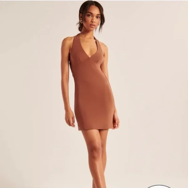 Abercrombie & Fitch Cowl Back Halter Mini Dress W2276 Sz M Tall - Image 2