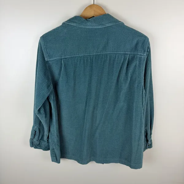 LL Bean Corduroy Button Down Shirt Size MP Shacket Teal Gorpcore Outdoors Rustic Blue - Image 5