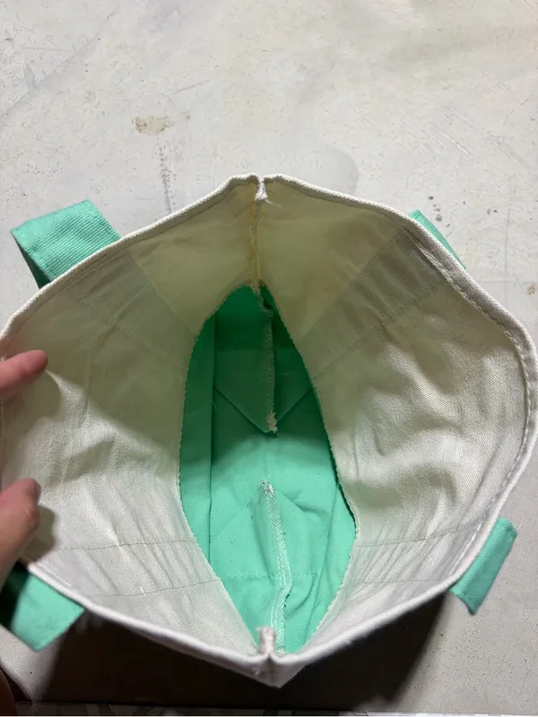Trader Joe’s mini pastel Mint & White Canvas Tote Bag - Image 6