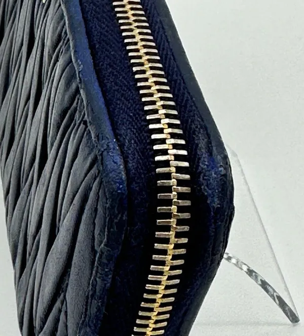 Miu Miu Navy Continental Leather Wallet - Image 7