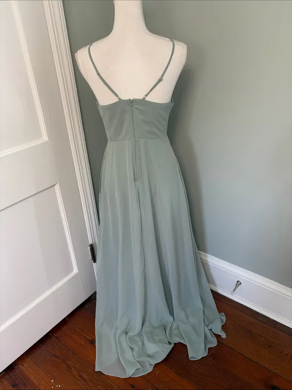 Birdy Grey Elegant Sage Green V-Neck Spaghetti Strap Dress Daisy Matte‎ Small - Image 3