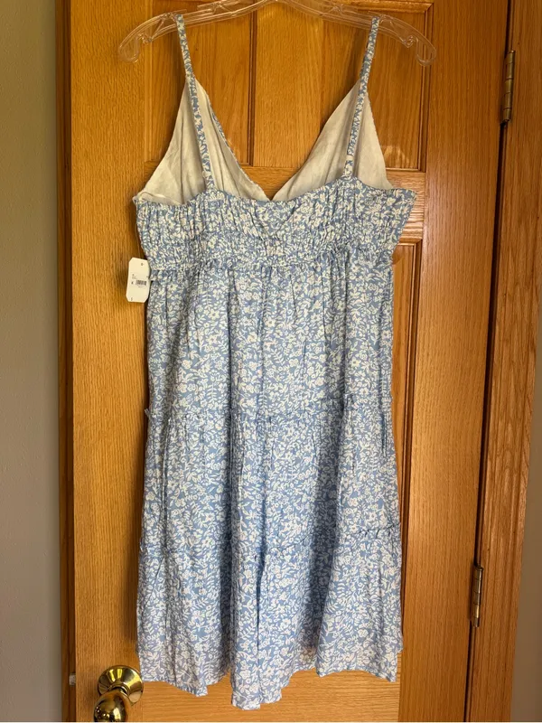 Altar'd State Aubrey Floral Mini Dress NWT Blue White Smocked Tiered XL - Image 6