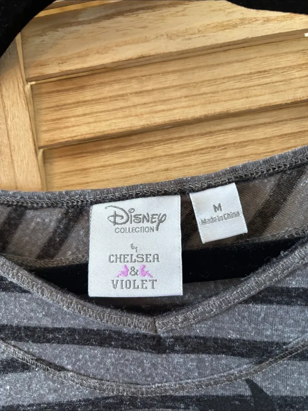 Disney Cruella Striped Graphic Slub Tee - Gray & Black Medium - Image 2