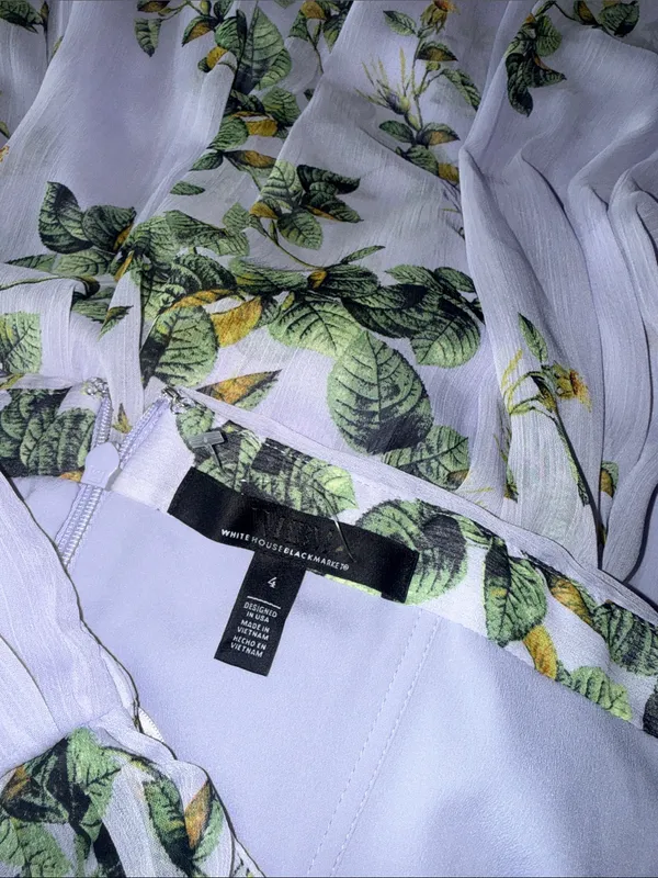 New $220 White House Black Market Floral Lilac Strapless Chiffon Maxi Dress - Image 6