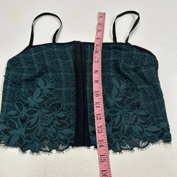 Aerie Lace Crop Top Small Green Sheer Floral Longline Top - Image 7
