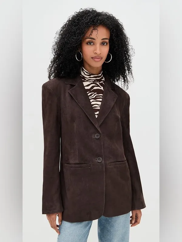 Reformation Veda Leon Oversized Brown Suede Blazer NWT sz XS Ret $548 - Image 2