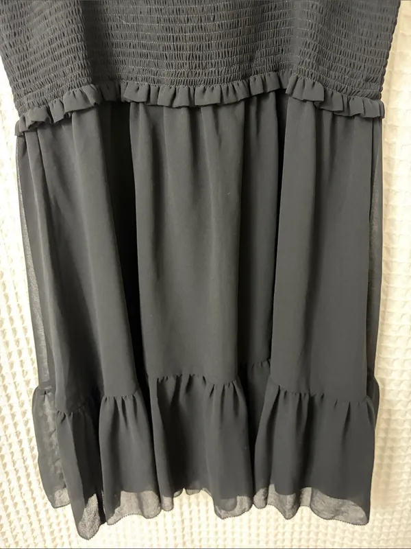 Aritzia Wilfred Tempest Sleeveless Mini Dress Smocked Black Large NWT - Image 12