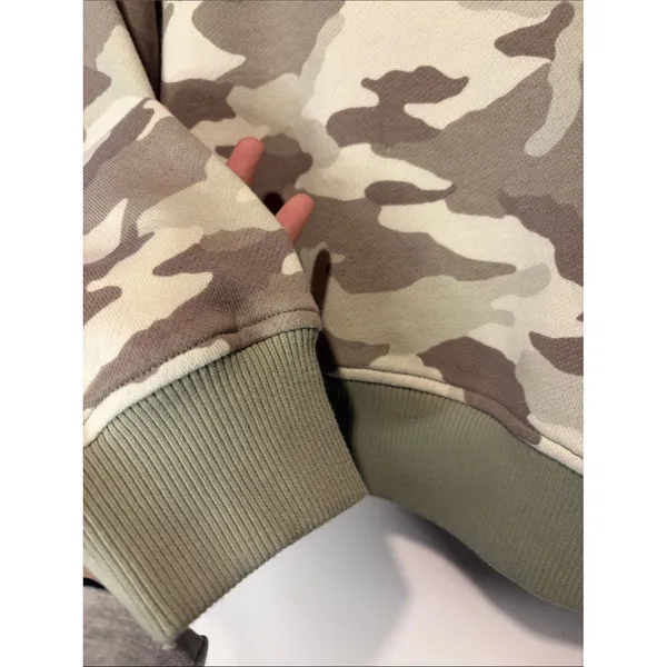 Aerie Cropped Boxy Green Camo Long Sleeve Crew Neck Pullover Sweater Size S - Image 4