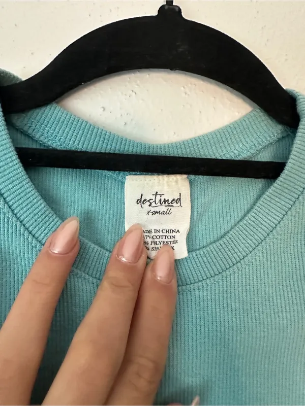 Tilly's Teal Ribbed Cropped Tank - Image 3