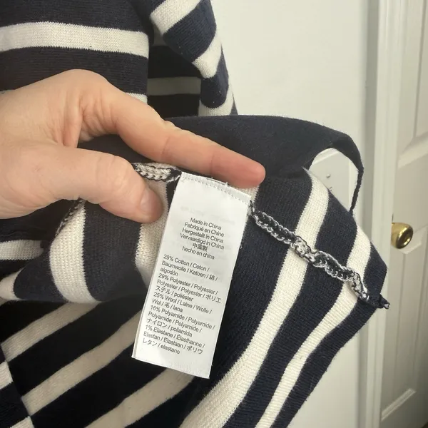 J‎ Crew Camille Shrunken Sweater Blazer Navy Blue Striped Preppy Womens Small - Image 6