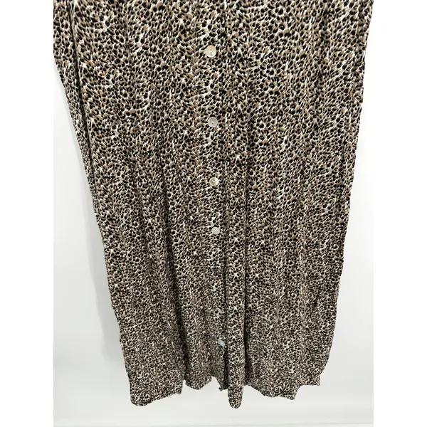 MSK Women Midi Dress‎ 22W Rayon Leopard Print Sleeveless Smocked Button Sundress - Image 3