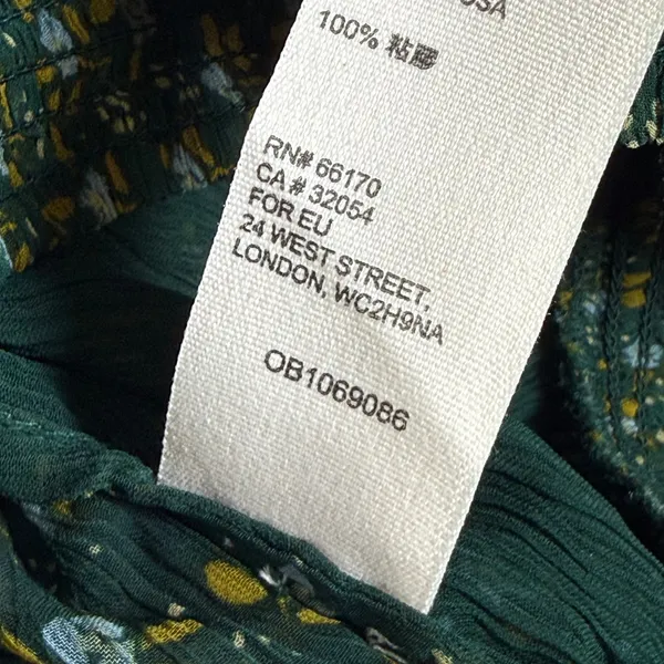 Free People Dark Green Floral Smocked Mock Neck Blouse OB1069086 M - Image 8