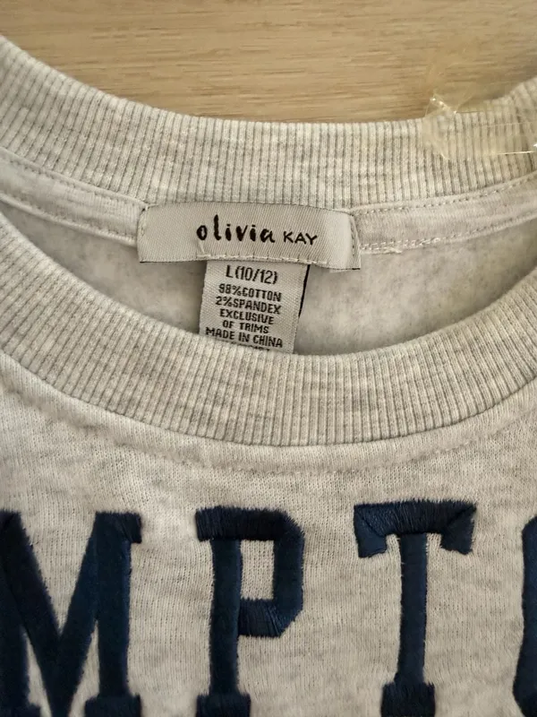 Youth Olivia Kay Hamptons Since 1998 Royal Tennis Leisure Club Gray Sweatshirt - Image 3