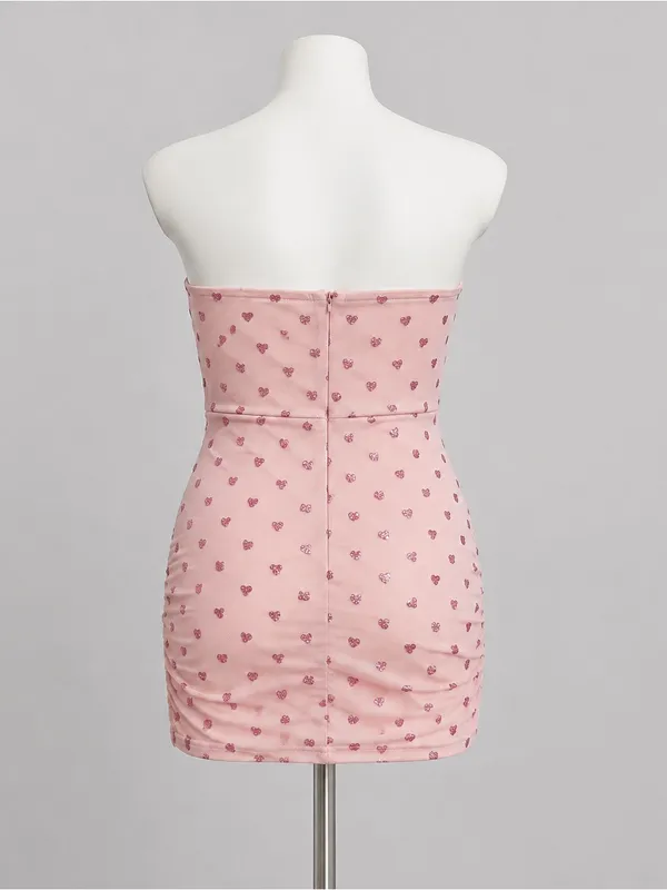 Superdown Fifi Pink Glitter Heart Strapless Mini Dress XS NWT Coquette Barbie - Image 5