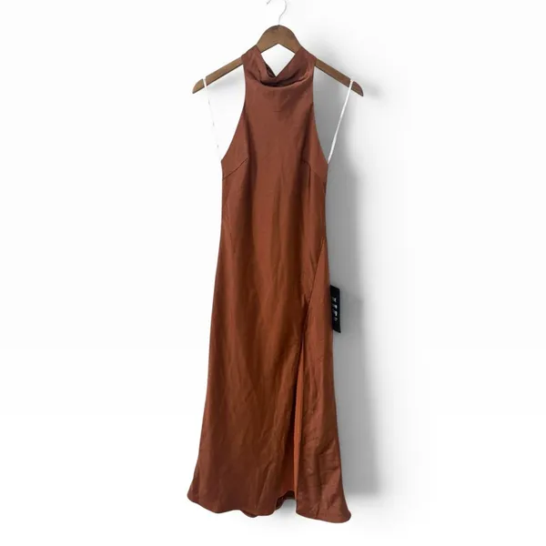 Lulus Exceptional Status Rust Halter Backless Slip Midi Dress size XS NWT - Image 5