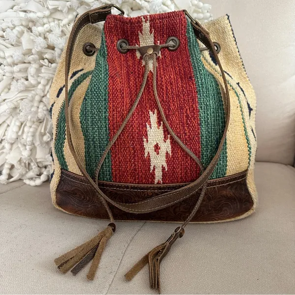 MYRA Bag Radiant Red Bucket Bag Western Cowgirl Boho Purse Large - Image 4