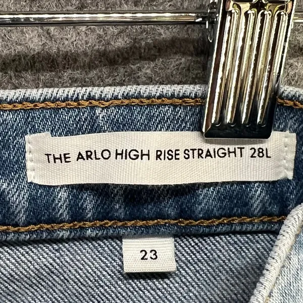 Aritizia Denim Forum The Arlo High Rise Straight Jeans 23‎ Button Fly Organic - Image 11