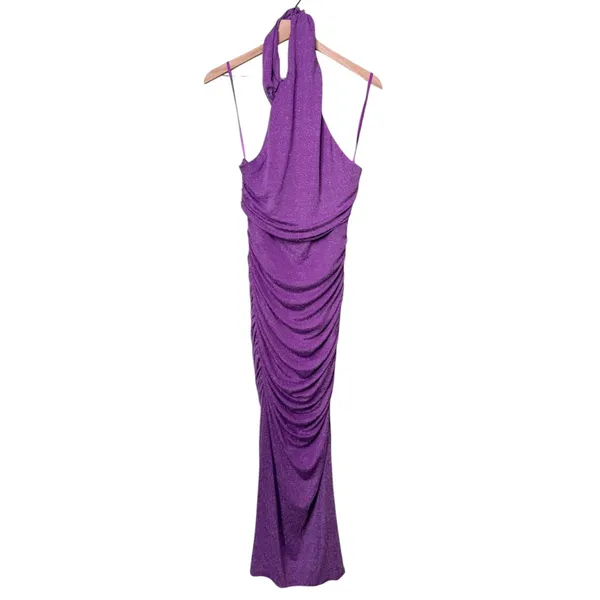 NWT Hello Molly Fabulous Spark Halter Glitter Maxi Dress Purple Women’s Size 8 - Image 5