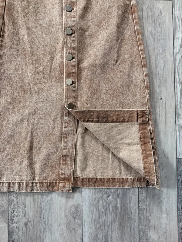 NWT SoMe Neutral 90s Button Front Washed Cotton Midi Denim Skirt size small - Image 8