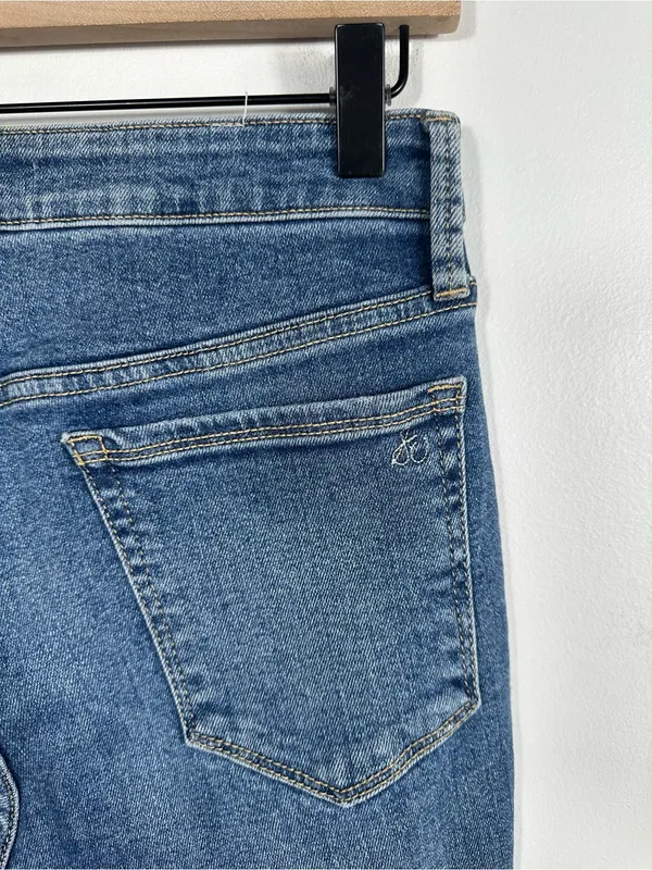 Sam Edelman The Stiletto High Rise Crop Boot Jeans Size 27 Medium Wash Raw Hem‎ - Image 10