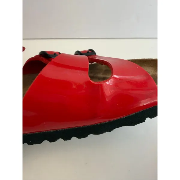 Birki’s by Birkenstock Havanna Sandal Women’s Sz 9 Patent Red Birko-Flor 3-Strap - Image 9