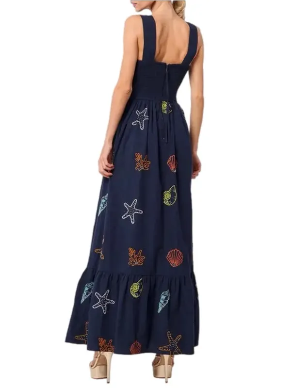 Nordstrom CIEBON Trina Embellished Cotton Maxi Dress Medium New With Tags - Image 3