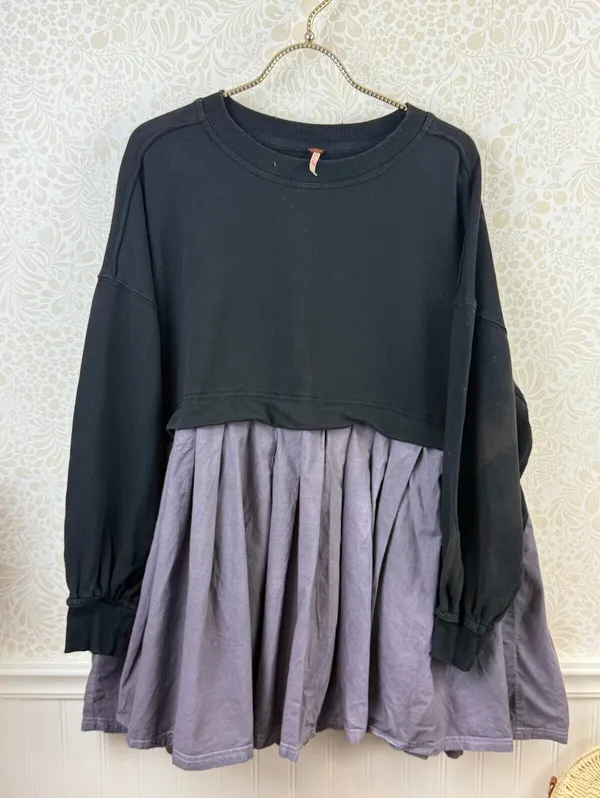 Free People Black and Gray Eleanor Layered Sweatshirt Minidress - Size - XS - Image 2
