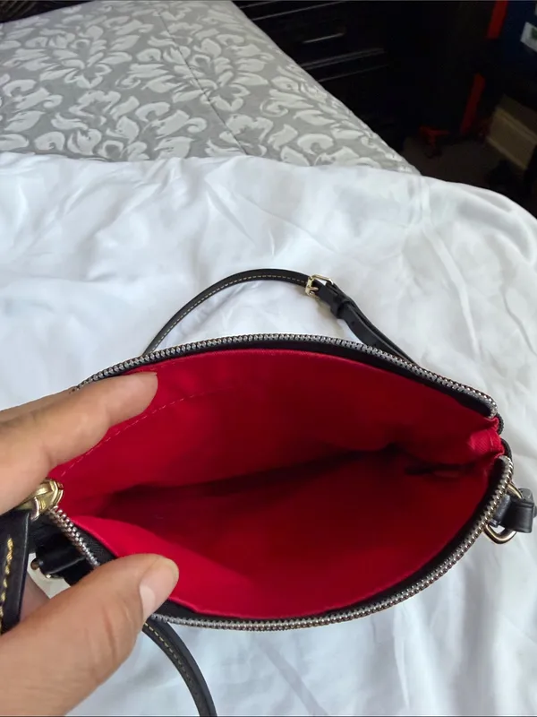Dooney & Bourke Black Nylon Triple-Zip Crossbody with Gold Hardware - Image 5